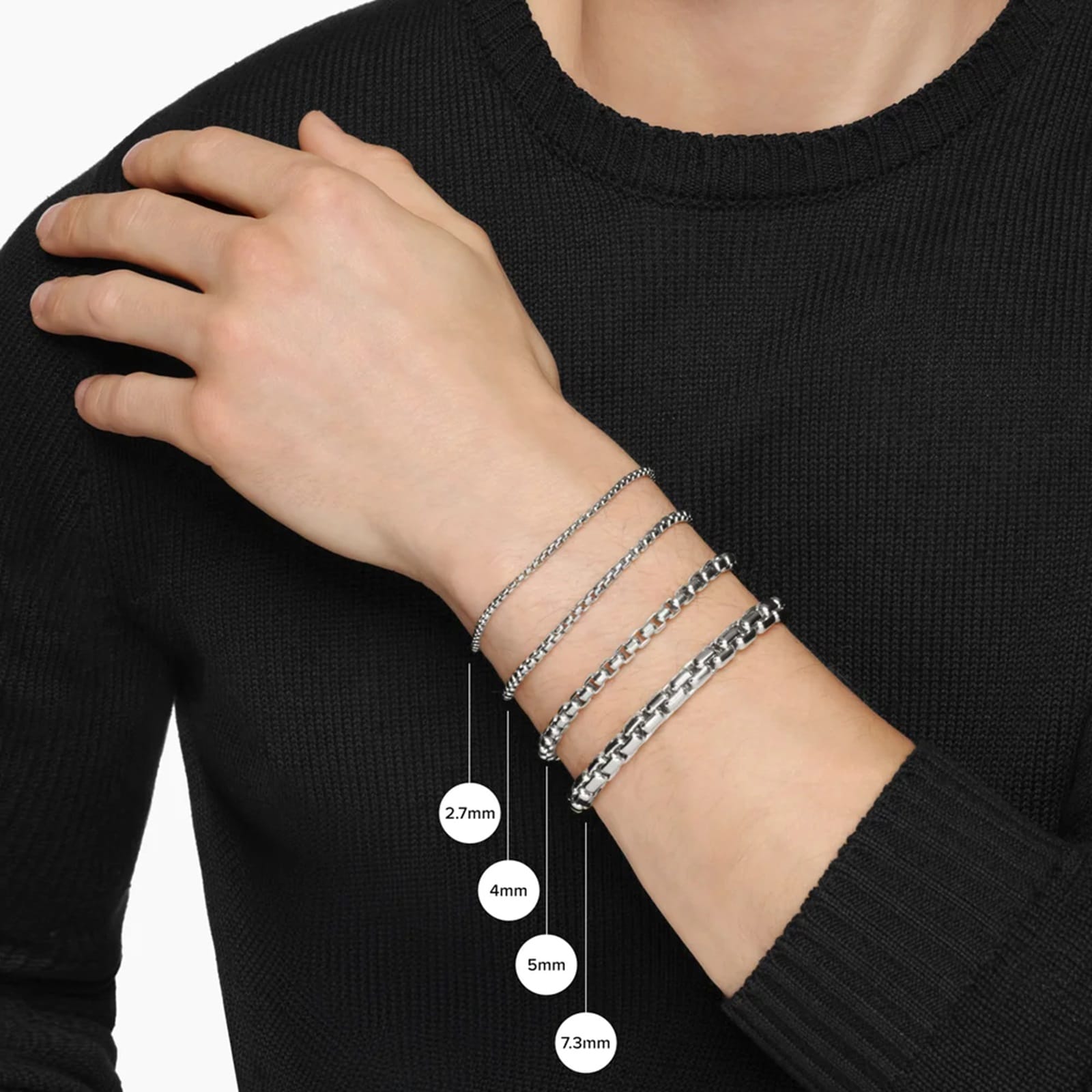 David Yurman Box Chain Bracelet in Sterling Silver, 4mm David Yurman Box Chain Bracelet in Sterling Silver, 4mm